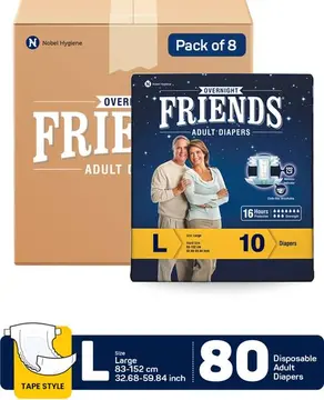 Friends Adult Diaper Overnight Large 8C pack