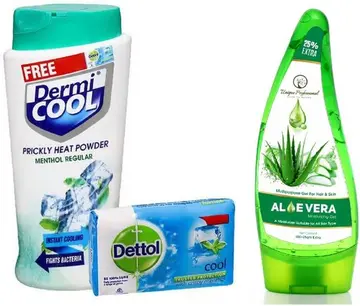Dermicool Pricly Heat Powder Regular Dettol Soap pack